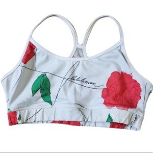 Lululemon Floral Grey Spellout Pull on Sports Bra